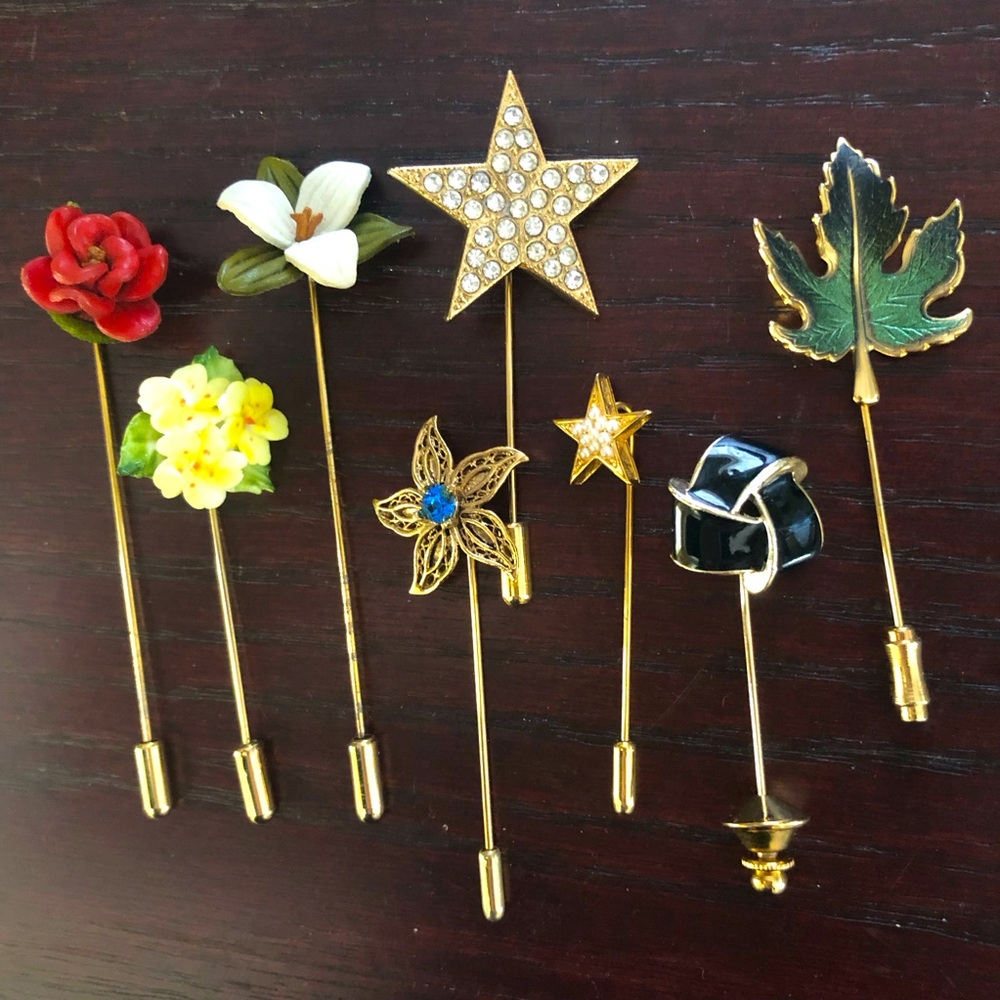 8 Vintage Stick Pins